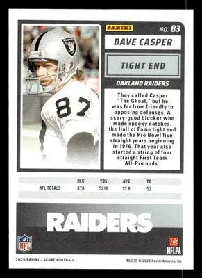 2025 Score #83 Dave Casper - Football Card Single