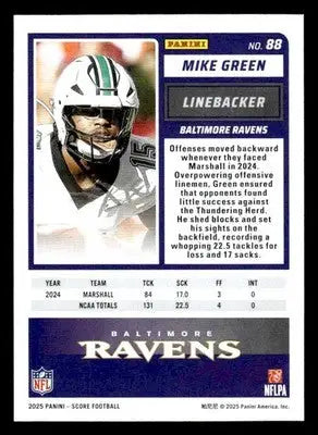 2025 Score #88 Mike Green - Football Card Single