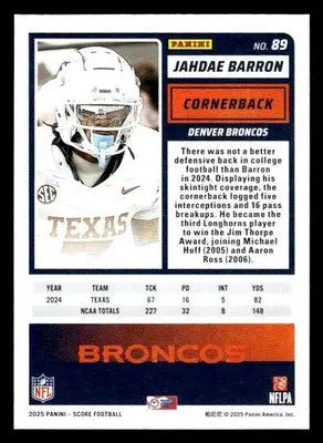 2025 Score #89 Jahdae Barron - Football Card Single