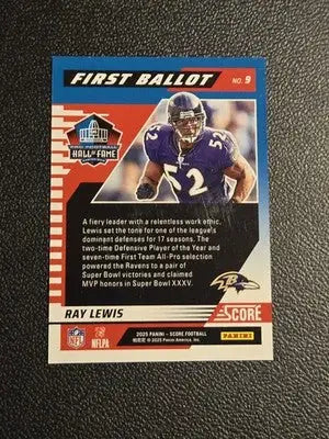 2025 Score #9 Ray Lewis First Ballot - Football Card Single