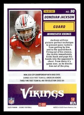 2025 Score #90 Donovan Jackson - Football Card Single