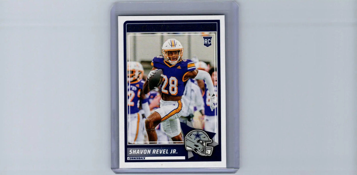 2025 Score Shavon Revel Jr. football card displayed for sports collectibles