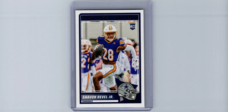 2025 Score Shavon Revel Jr. football card displayed for sports collectibles