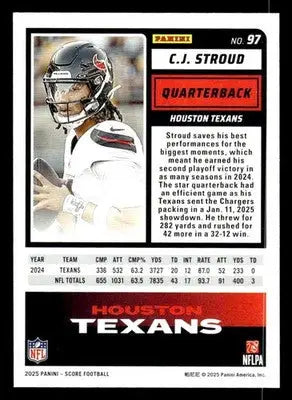 2025 Score #97 C.J. Stroud - Football Card Single