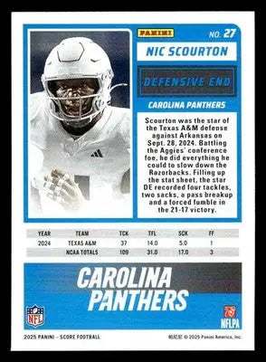2025 Score-A-Treat #27 Nic Scourton RC Carolina Panthers - Football Card Single