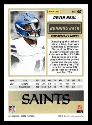 2025 Score-A-Treat #40 Devin Neal - Football Card Single
