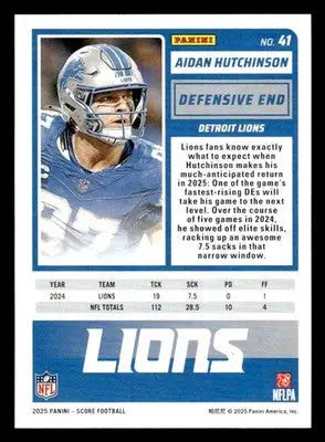 2025 Score-A-Treat #41 Aidan Hutchinson - Football Card Single