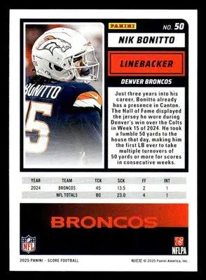 2025 Score-A-Treat #50 Nik Bonitto - Football Card Single