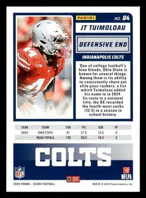 2025 Score-A-Treat #84 JT Tuimoloau RC Indianapolis Colts - Football Card Single