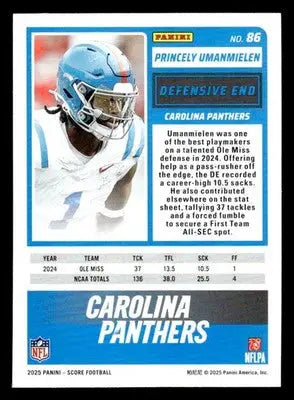 2025 Score-A-Treat #86 Princely Umanmielen RC Carolina Panthers - Football Card Single