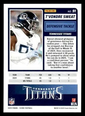 2025 Score-A-Treat #91 T’Vondre Sweat - Football Card Single
