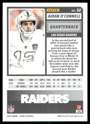 2025 Score A Treat Aidan O’Connell #52 Football - Football Card Single