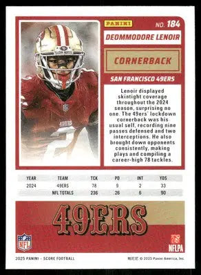 2025 Score A Treat Deommodore Lenoir #184 Football - Football Card Single