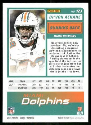 2025 Score A Treat De’Von Achane #123 Football - Football Card Single