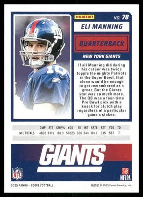 2025 Score A Treat Eli Manning #78 Football - Football Card Single