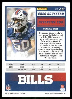 2025 Score A Treat Greg Rousseau #239 Football - Football Card Single