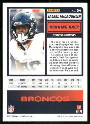 2025 Score A Treat Jaleel McLaughlin #54 Football - Football Card Single