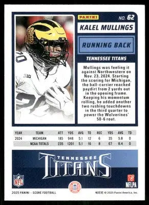 2025 Score A Treat Kalel Mullings #62 RC Football