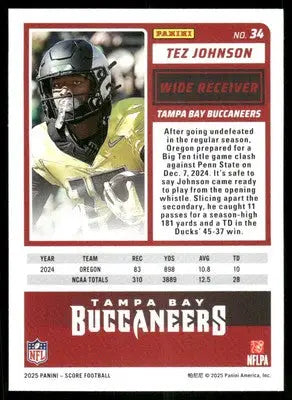 2025 Score A Treat Tez Johnson #34 RC Football - Football Card Single