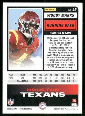 2025 Score A Treat Woody Marks #43 RC Football - Football Card Single