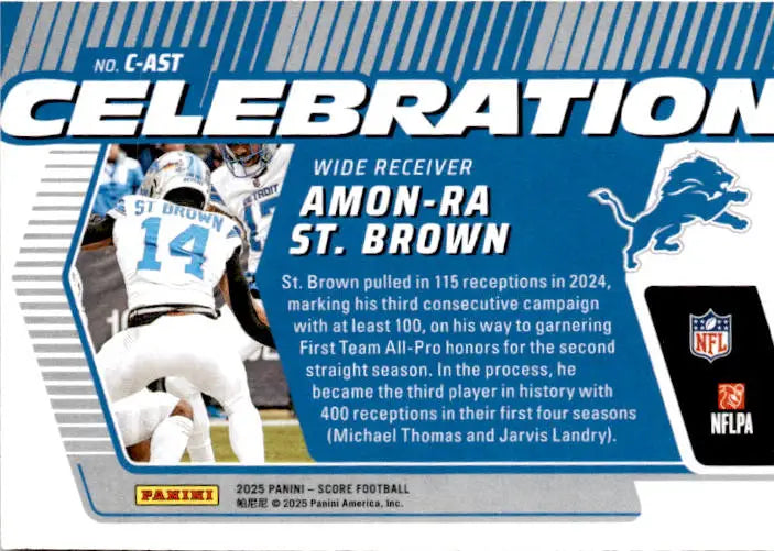 2025 Score #C-AST Amon-Ra St. Brown Celebration - Football Card Single