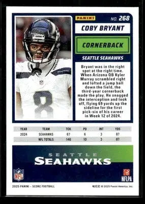 2025 Score Coby Bryant #268 Seattle Seahawks