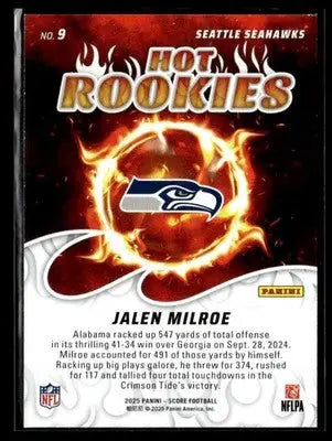 2025 Score Jalen Milroe #9 Hot Rookies Seattle Seahawks - Football Card Single