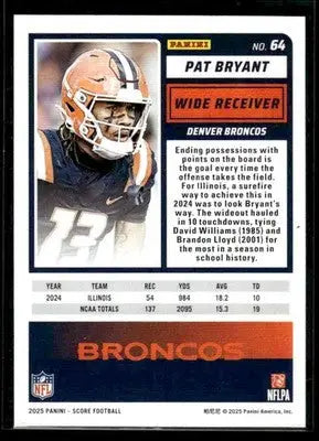 2025 Score Pat Bryant #64 RC Denver Broncos
