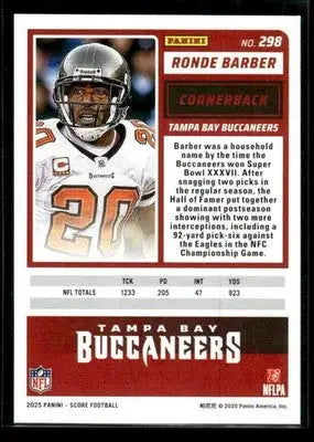 2025 Score Ronde Barber #298 Tampa Bay Buccaneers