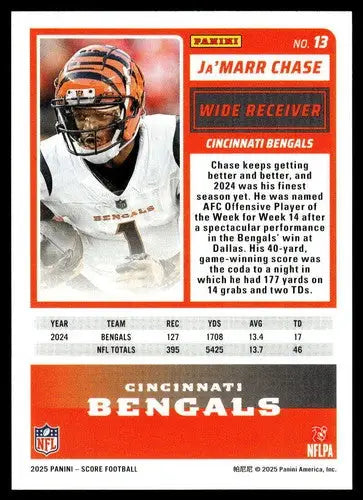 2025 Score Trick or Treat Pumpkin #13 Ja’Marr Chase NM-MT Bengals ID:80069 - Football Card Single