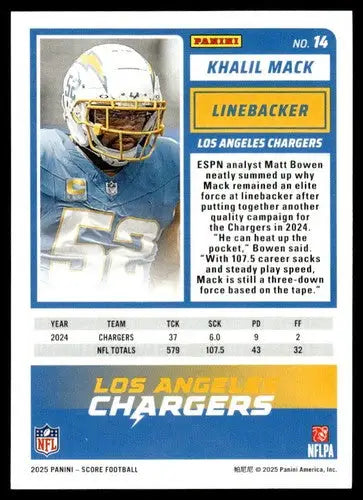 2025 Score Trick or Treat Pumpkin #14 Khalil Mack NM-MT LA Chargers ID:80070 - Football Card Single