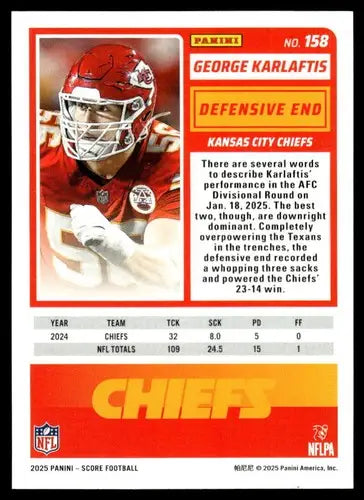 2025 Score Trick or Treat Pumpkin #158 George Karlaftis NM-MT Chiefs ID:80108 - Football Card Single
