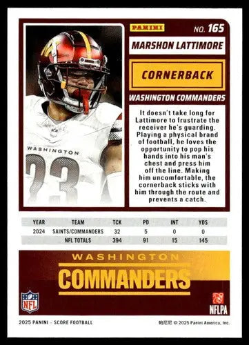 2025 Score Trick or Treat Pumpkin #165 Marshon Lattimore NM-MT Commande ID:80111 - Football Card Single