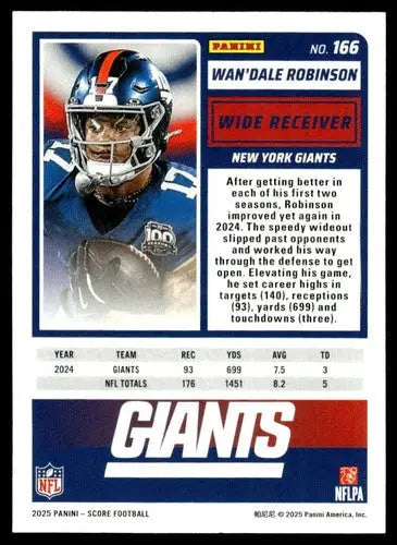 2025 Score Trick or Treat Pumpkin #166 Wan’Dale Robinson NM-MT NY Giant ID:80112 - Football Card Single