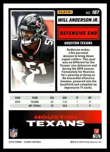 2025 Score Trick or Treat Pumpkin #187 Will Anderson Jr. NM-MT Texans ID:80116 - Football Card Single
