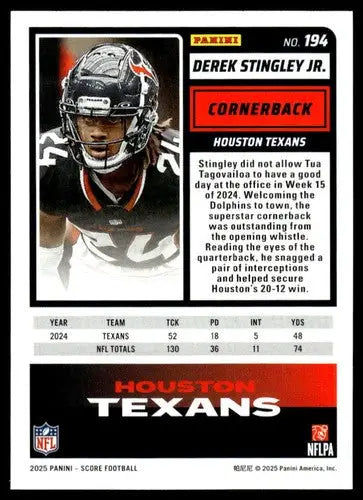 2025 Score Trick or Treat Pumpkin #194 Derek Stingley Jr. NM-MT Texans ID:80118 - Football Card Single