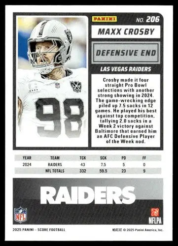 2025 Score Trick or Treat Pumpkin #206 Maxx Crosby NM-MT LV Raiders ID:80123 - Football Card Single