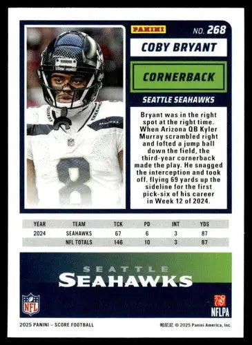 2025 Score Trick or Treat Pumpkin #268 Coby Bryant NM-MT Seahawks ID:80137 - Football Card Single