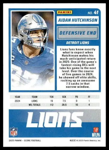 2025 Score Trick or Treat Pumpkin #41 Aidan Hutchinson NM-MT Lions ID:80079 - Football Card Single