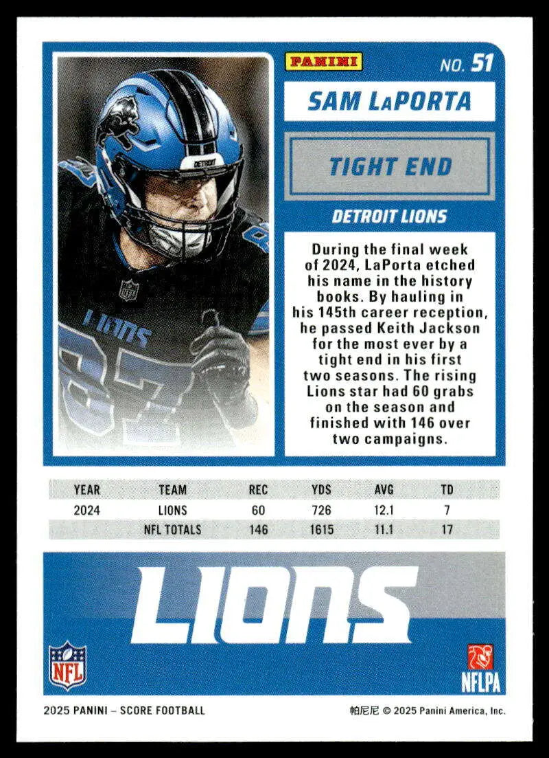 2025 Score Trick or Treat Pumpkin #51 Sam LaPorta NM-MT Lions ID:80082 - Football Card Single