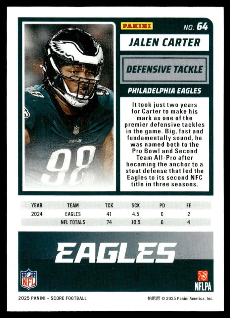 2025 Score Trick or Treat Pumpkin #64 Jalen Carter NM-MT Eagles ID:80087 - Football Card Single