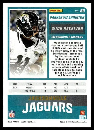 2025 Score Trick or Treat Pumpkin #80 Parker Washington NM-MT Jaguars ID:80090 - Football Card Single