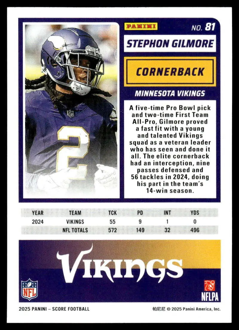 2025 Score Trick or Treat Pumpkin #81 Stephon Gilmore NM-MT Vikings ID:80091 - Football Card Single