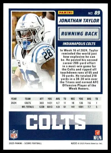 2025 Score Trick or Treat Pumpkin #89 Jonathan Taylor NM-MT Colts ID:80093 - Football Card Single