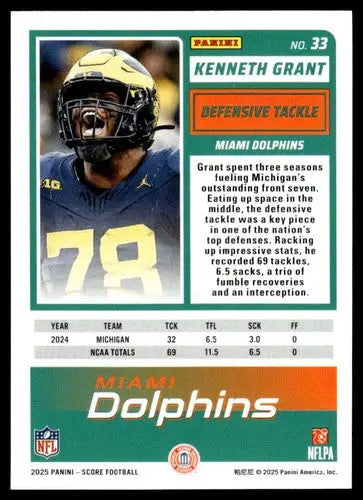 2025 Score Trick or Treat Rookies Pumpkin #33 Kenneth Grant NM-MT Dolph ID:80154 - Football Card Single