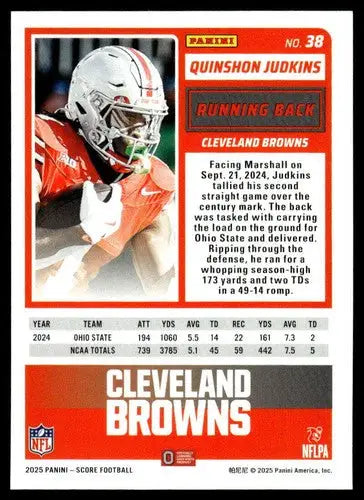 2025 Score Trick or Treat Rookies Pumpkin #38 Quinshon Judkins NM-MT Br ID:80158 - Football Card Single