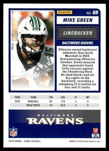 2025 Score Trick or Treat Rookies Pumpkin #88 Mike Green NM-MT Ravens ID:80180 - Football Card Single