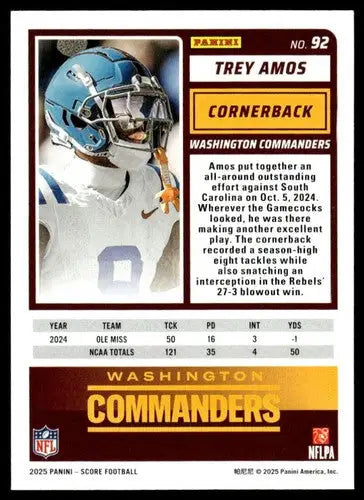 2025 Score Trick or Treat Rookies Pumpkin #92 Trey Amos NM-MT Commander ID:80182 - Football Card Single