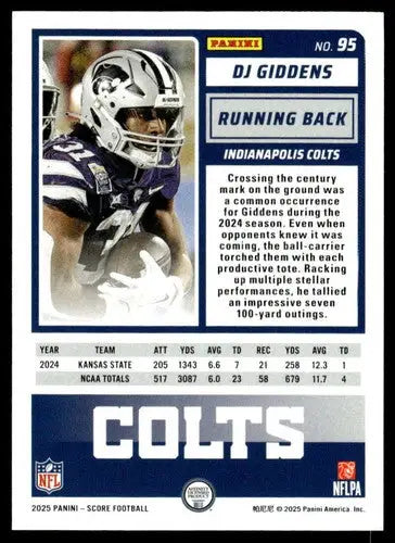 2025 Score Trick or Treat Rookies Pumpkin #95 DJ Giddens NM-MT Colts ID:80184 - Football Card Single