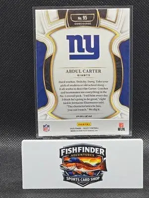 2025 Select Abdul Carter RC Black & Orange Prizm Shock #95 New York Giants - Football Card Single